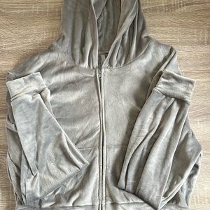 Skims Velour Cropped Hoodie